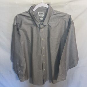 L.L. Bean Men’s Dress Shirt Size Large Gray Wrinkle Resist Trad Fit Business 2